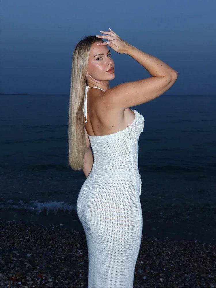 Women’s Beach Dresses Sexy Backless Knitted Long Dress Star Crochet Maxi Dresses 2024 Summer Women Beach Wear - P12 Hub Europe