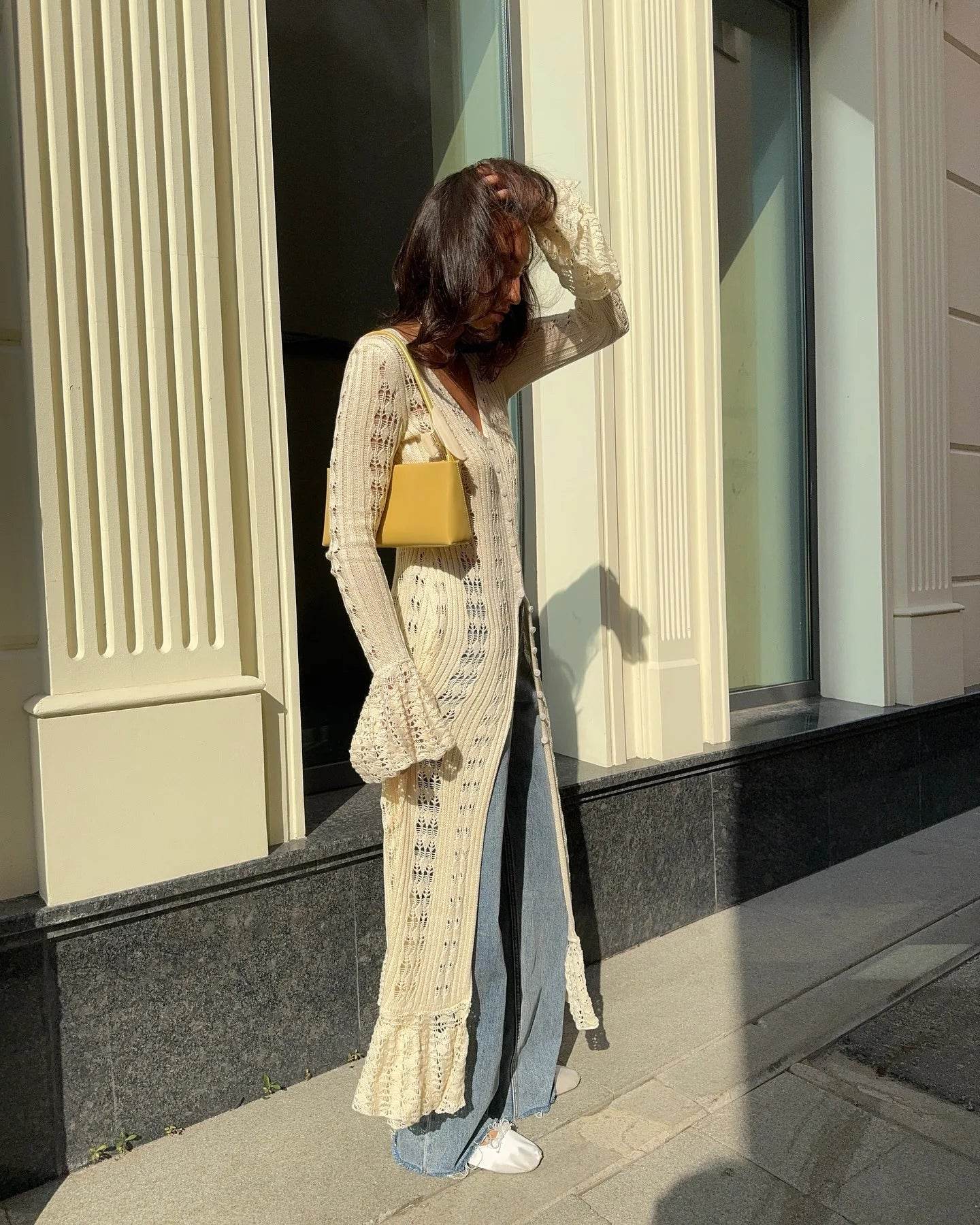 See-Through Knit Cardigan Dress - P12 Hub Europe