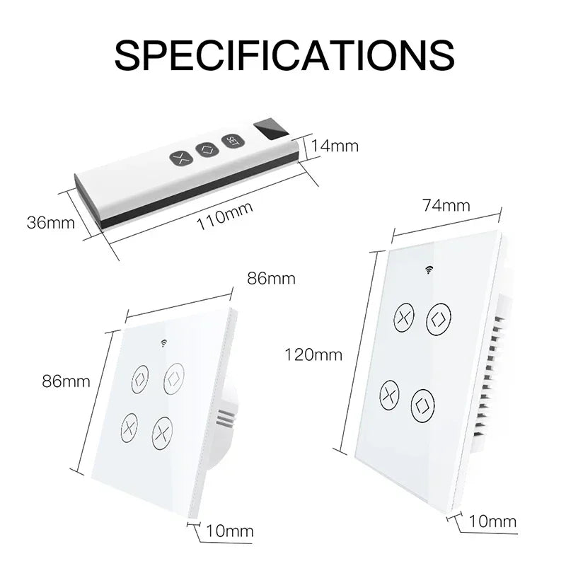 Tuya SmartLife WiFi RF 2 Gang Double Curtain Blind Switch for Roller Shutter Electric Motor With Alexa Google Home Voice Control