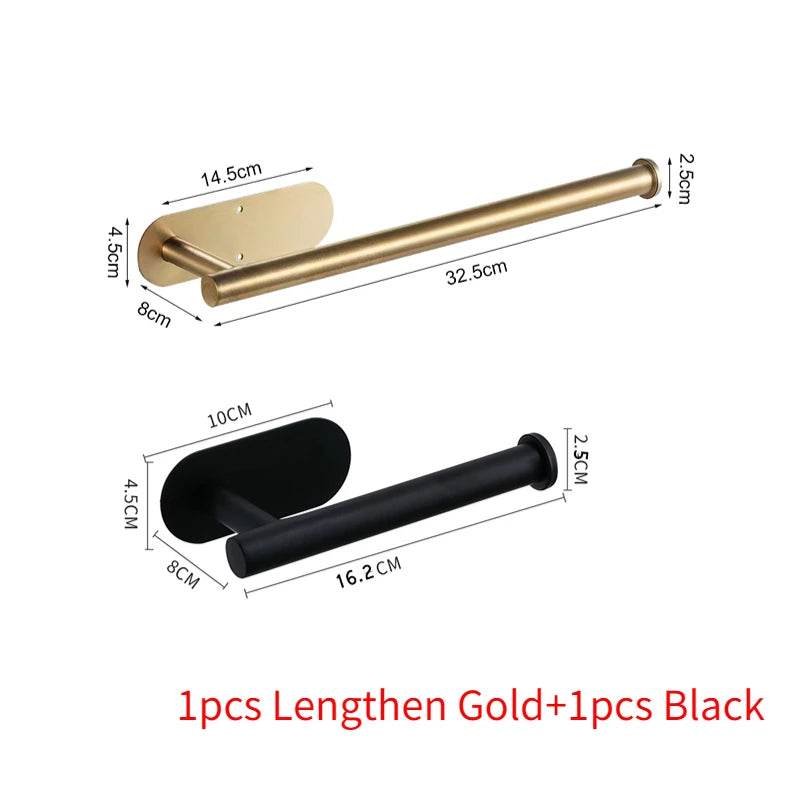 Self Adhesive Toilet Paper Towel Holder Punch-free Roll Paper Holder Kitchen Hook Storage Holder Stainless Steel Wall Mount - P12 Hub Europe