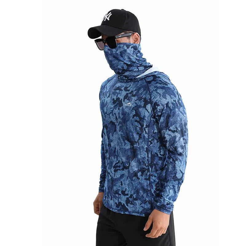Outdoor Fishing Sunscreen Clothes Ice Feel Hooded Sunscreen Clothes UV Resistant Quick Drying Loose Coat Fishing Clothes