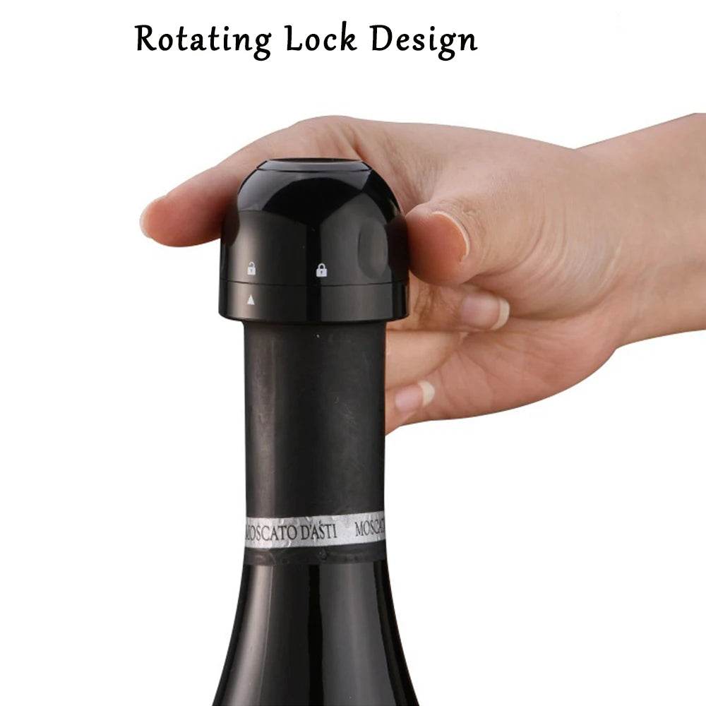 Vacuum Red Wine Champagne Stopper Rotating Lock Bottle Stopper Sparkling Wine Sealing Plug Household Red Wine Cork Bar Tool - P12 Hub Europe