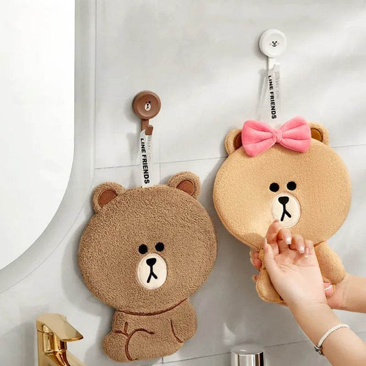 Cute Bear Towel Kitchen Hand Towel Soft Bath Towels Absorbent Hand Cloth for Bathroom Coral Fleece Absorbent Towels - P12 Hub Europe