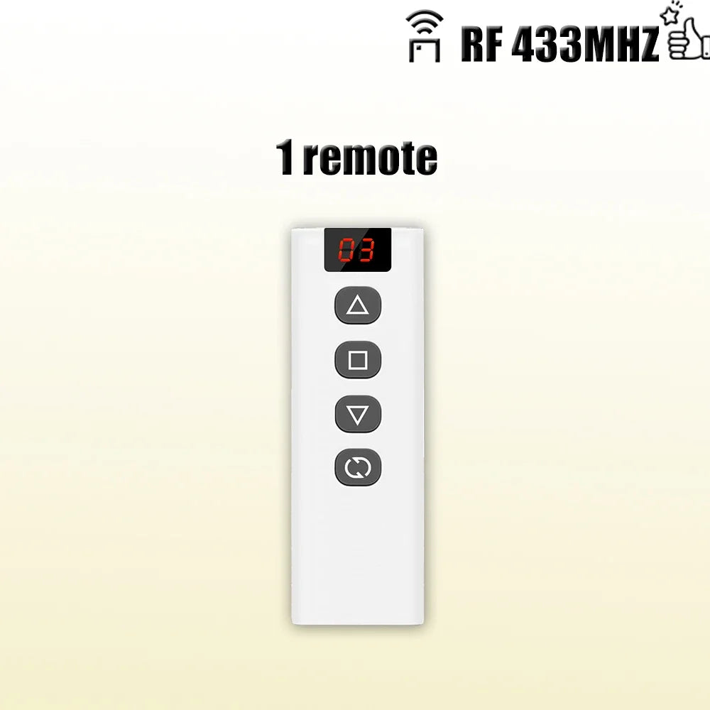 433 MHz RF Curtain Switch Module AC 220V 10A Shutter Controllers with Wireless Remote for Motorized Roller Shutter Blinds Motor