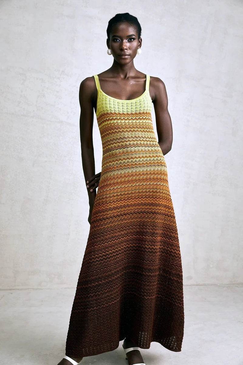 Knit Sleeveless Long Dress - Elegant Boho Chic - P12 Hub Europe