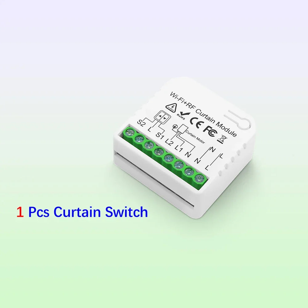 Wifi Rf Curtain Switch Tuya Smart Life Roller Shutter Module 433mhz Transmitter Remote Control Window Blinds Alexa Google Home