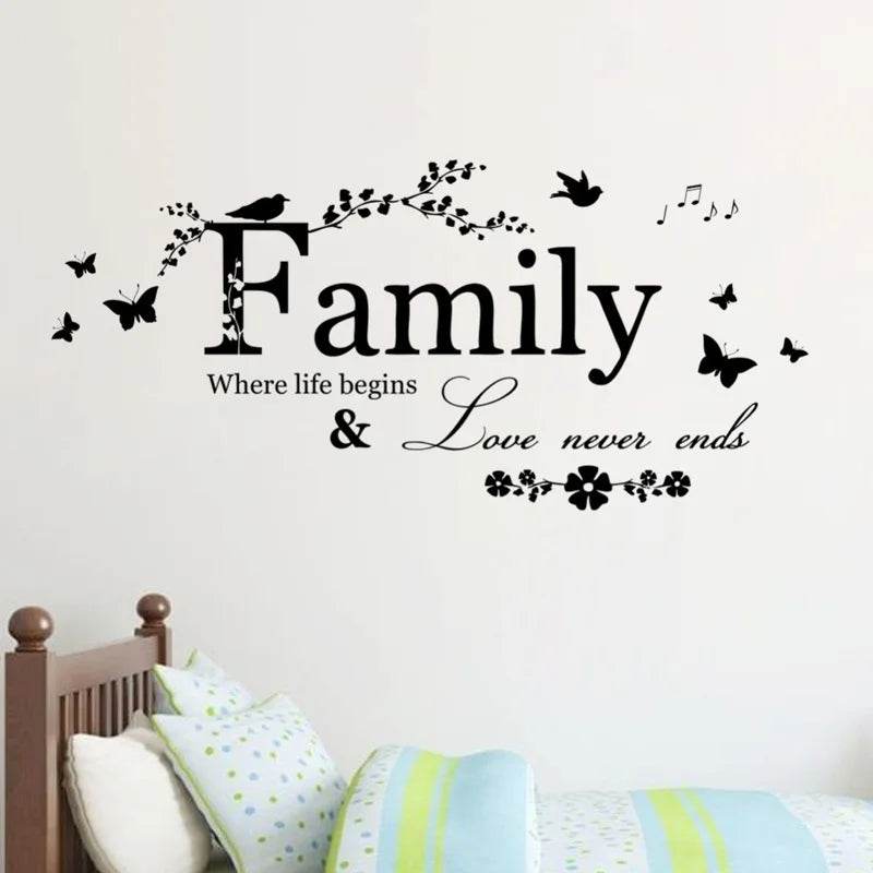 Family Love Never Ends Quote Vinyl Wall Decal Wall Lettering Art Words Wall Sticker Home Decor Wedding Decoration Living Room - P12 Hub Europe