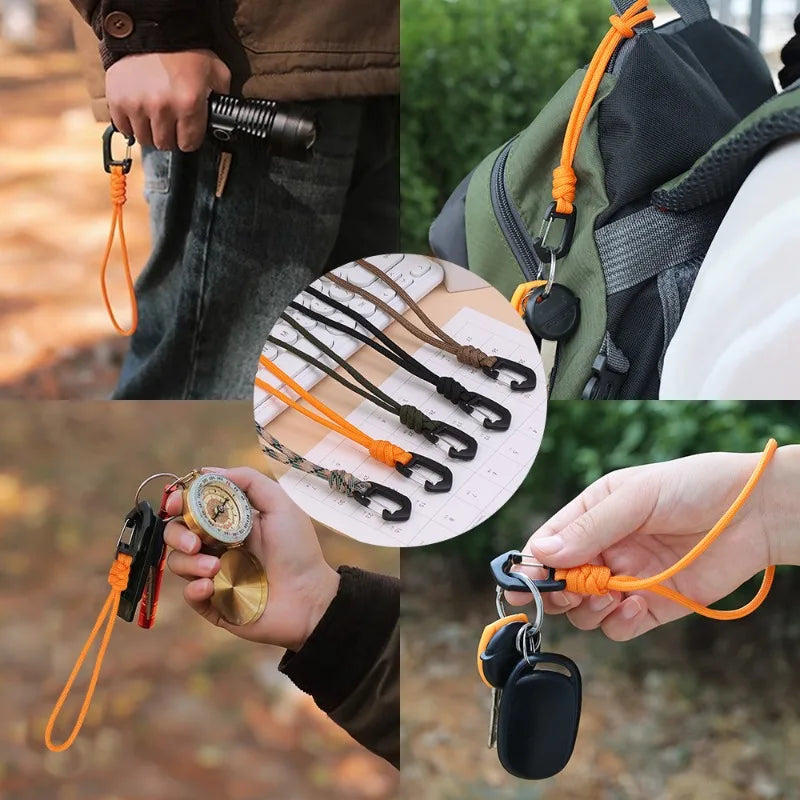 Key Ring Umbrella Rope Hook Outdoor Camping Sports Accessories Braid Rope 7-core Keychain Flashlight Small Tool Key Lanyard