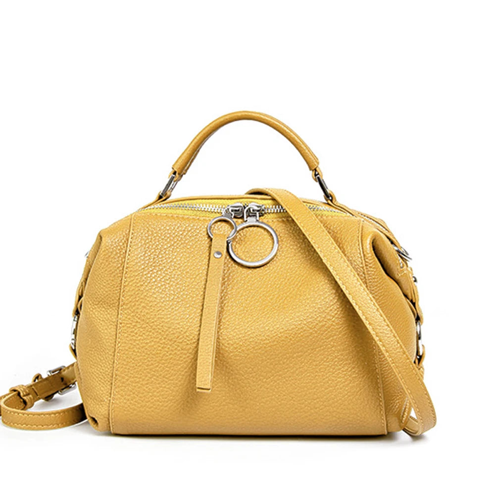 Zency Women's Handbag Genuine Leather Cowhide Cross Body Bags Ladies Shoulder Top Handle Satchel Trendy 2025 Boston Bags Shopper