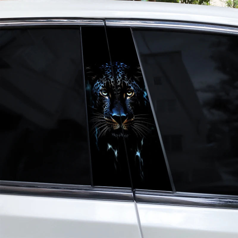 2pcs Wolf Car B-Pillar Stickers DIY Animal-Shaped Car Center Pillar Stickers Vinyl Waterproof Car Door Pillar Stickers