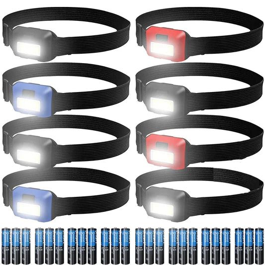 ED Headlamp Flashlight Cob Head Light Bright Head Lamp Waterproof Head with 3 Modes Batteries for Adults Kids Outdoor Camping