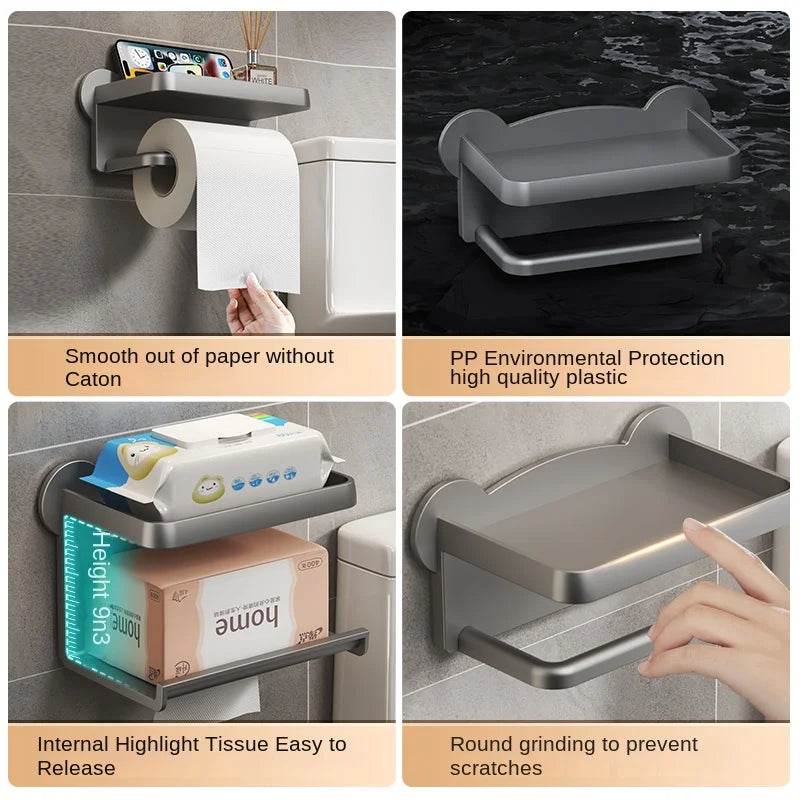 Bear head toilet paper holder, no drilling, toilet paper dispenser, wall-mounted facial tissue holder, toilet paper roll holder, - P12 Hub Europe