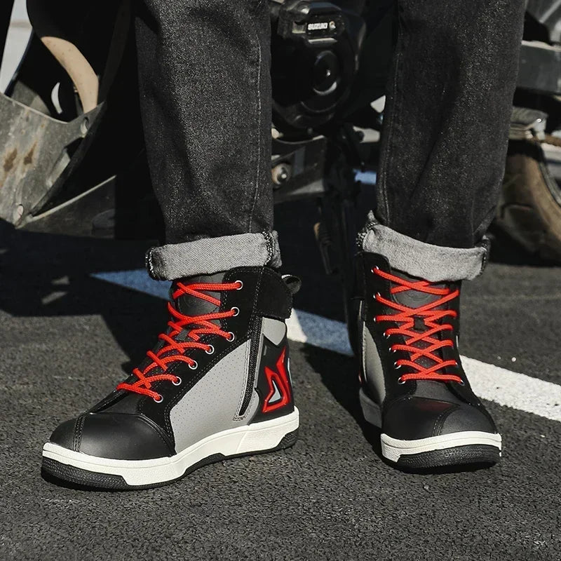 Motorcycle Shoes Men Motocross Boots Motobiker Racing Shoes Toe Cap Hardening Protective Cycling Shoes Summer Breathable Sneaker