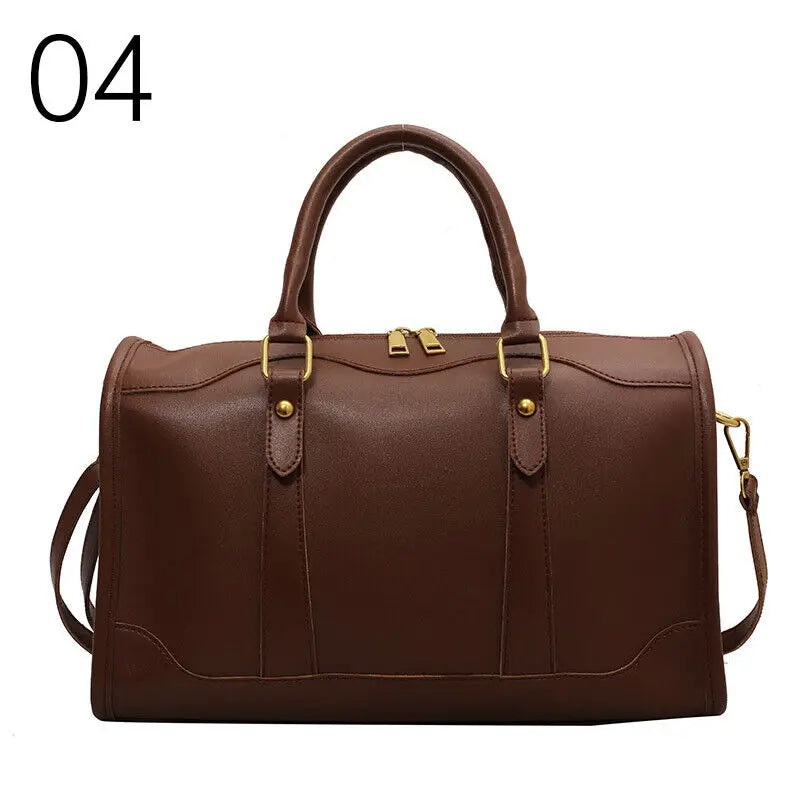 Large Capacity Tote Handle Bags Women Solid Artificial Leather Fashion Boston Crossbodybag Ladies Simple Travel Shoulder Bag