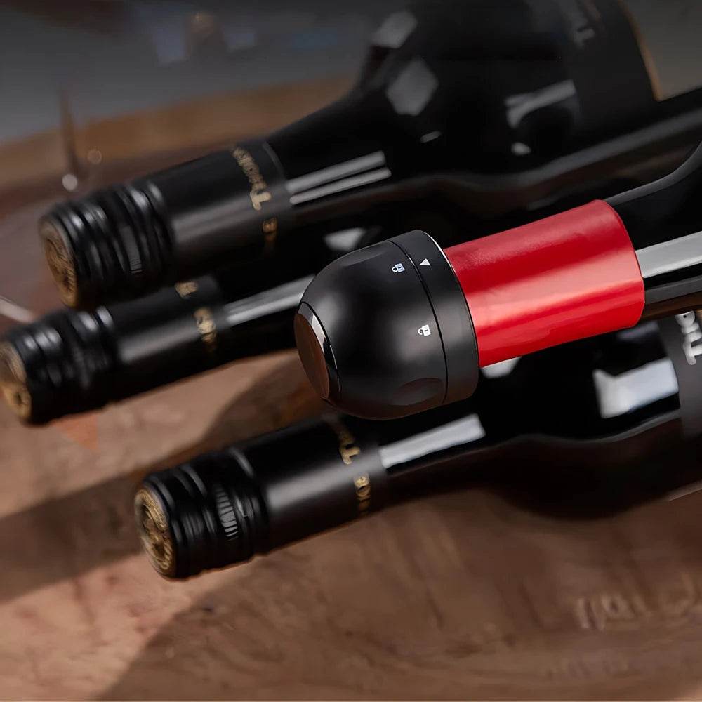 Vacuum Red Wine Champagne Stopper Rotating Lock Bottle Stopper Sparkling Wine Sealing Plug Household Red Wine Cork Bar Tool - P12 Hub Europe