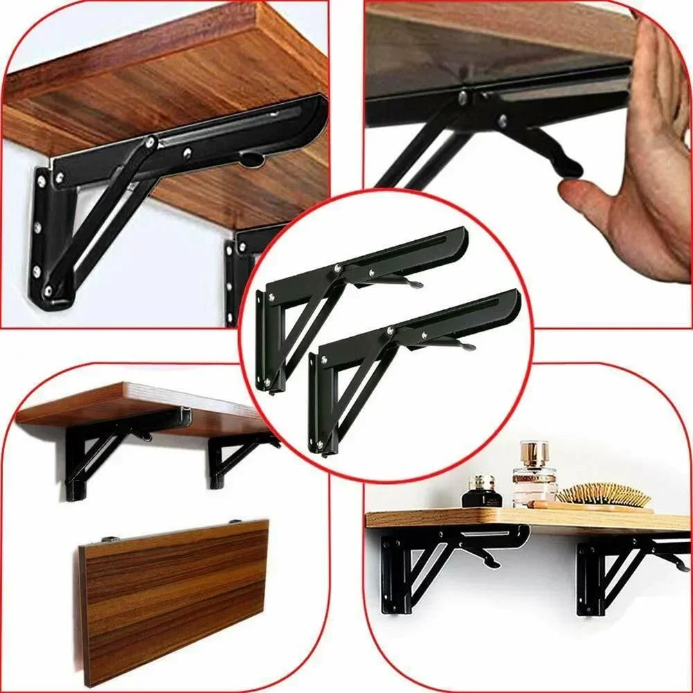 2pcs 200*106mm Black Finish Campervan Folding-Bracket Table Shelf Motorhome Caravan Camper Van Interior Accessories