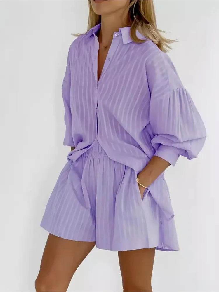 Stripe Cotton Shorts Set - P12 Hub Europe