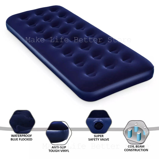 Inflatable Mattress for Guests & Home,Flocking Surface&Durable PVC , Rapid inflation, Air Bed Inflatable Bed