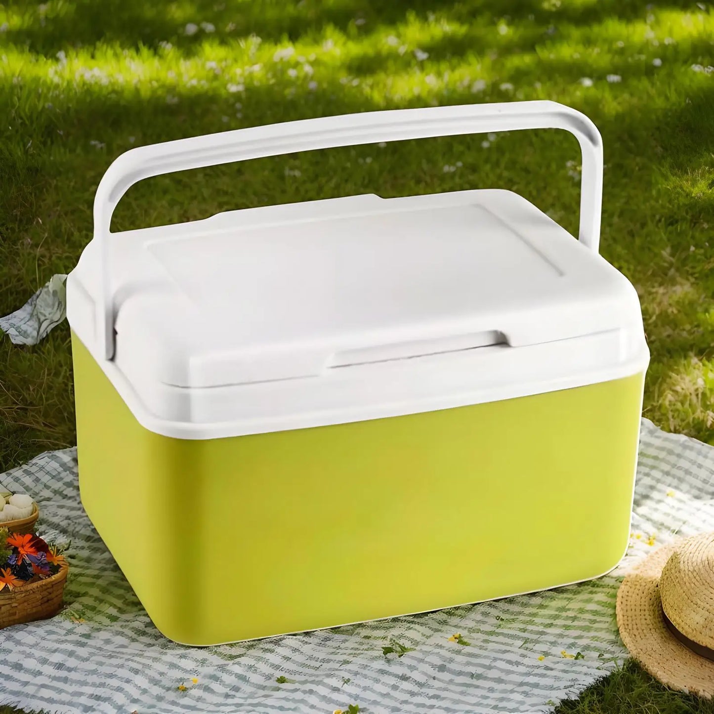 Camping Cooler Hard Insulated Cooler Lunch Box With Handle 15L Capacity Beverage Chiller Outdoor Camping Cooling Accessories For