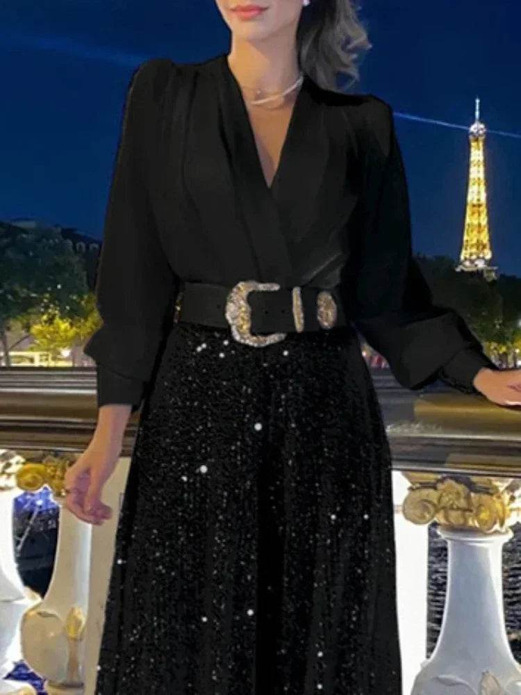 Sequin Splice Maxi Dress - P12 Hub Europe