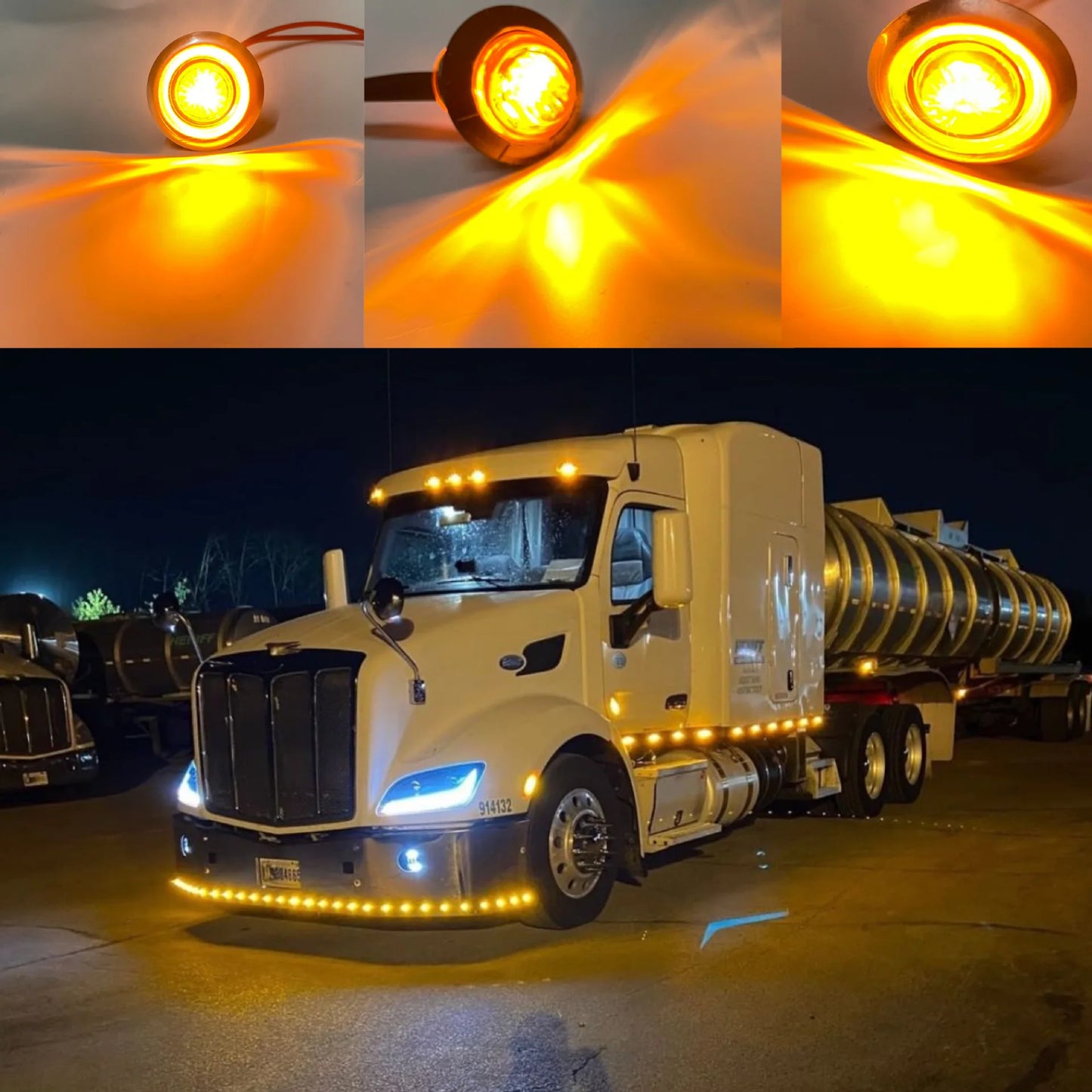 10pcs 3LED Round Tralier Side Marker Light 12V-24V for Truck Clearance Light Turn Signal Lamp Indicators