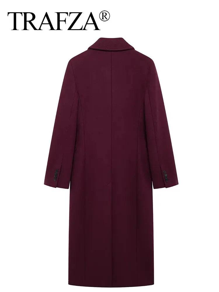 Burgundy Wool Blend Coat - P12 Hub Europe
