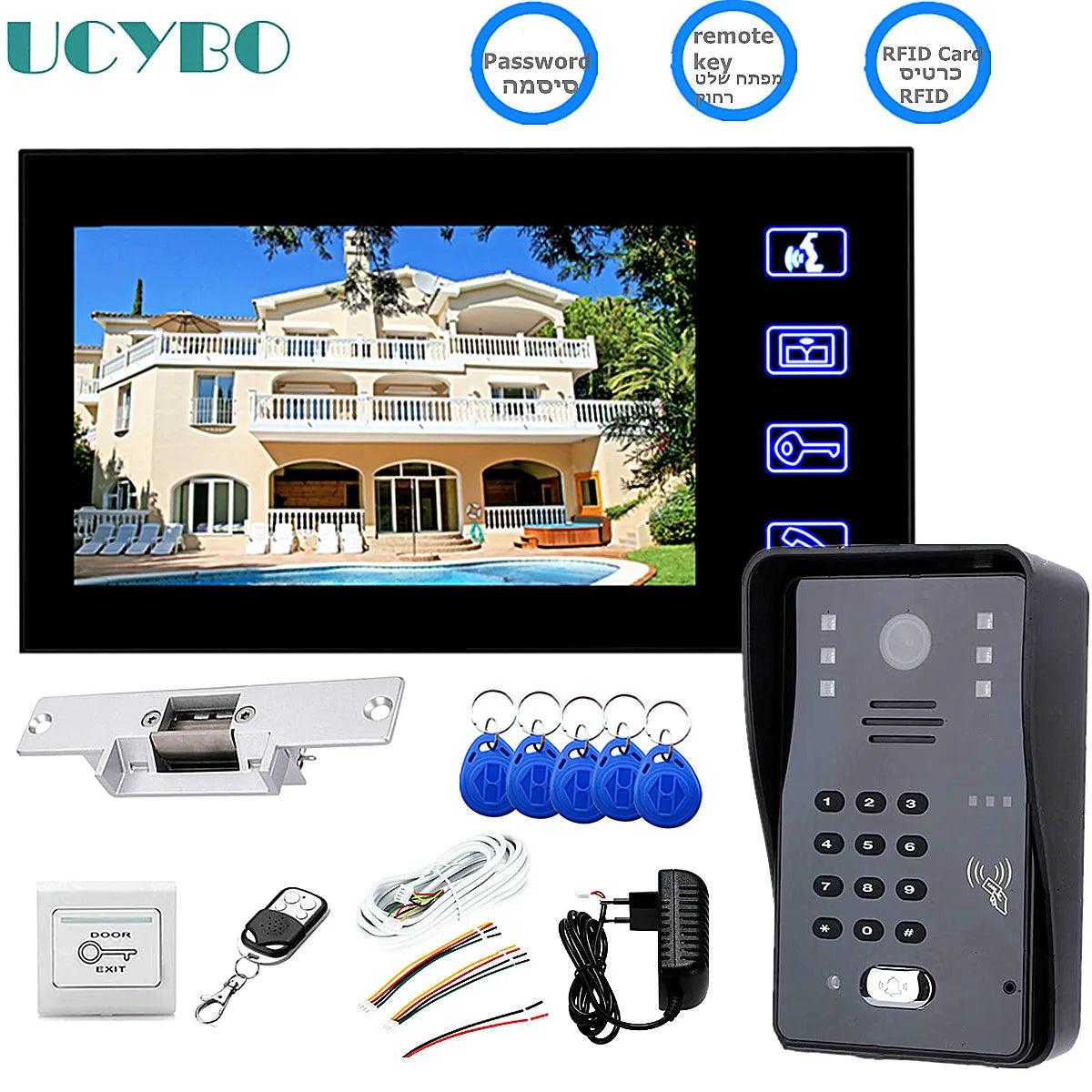 Video Intercom7" RFID, Password, Remote, Electric Lock - P12 Hub Europe