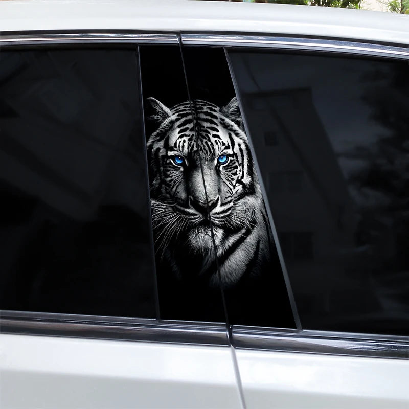 2pcs Wolf Car B-Pillar Stickers DIY Animal-Shaped Car Center Pillar Stickers Vinyl Waterproof Car Door Pillar Stickers