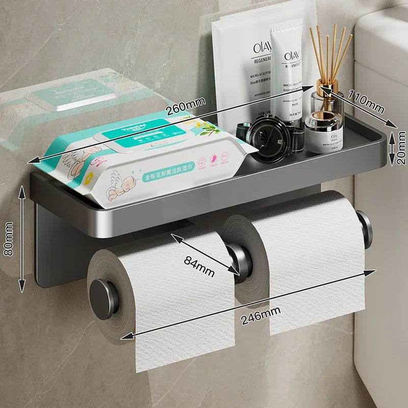 Aluminum Alloy Toilet Paper Holder WC roll Paper Holder perfume Shelf for Bathroom storage Accessories - P12 Hub Europe