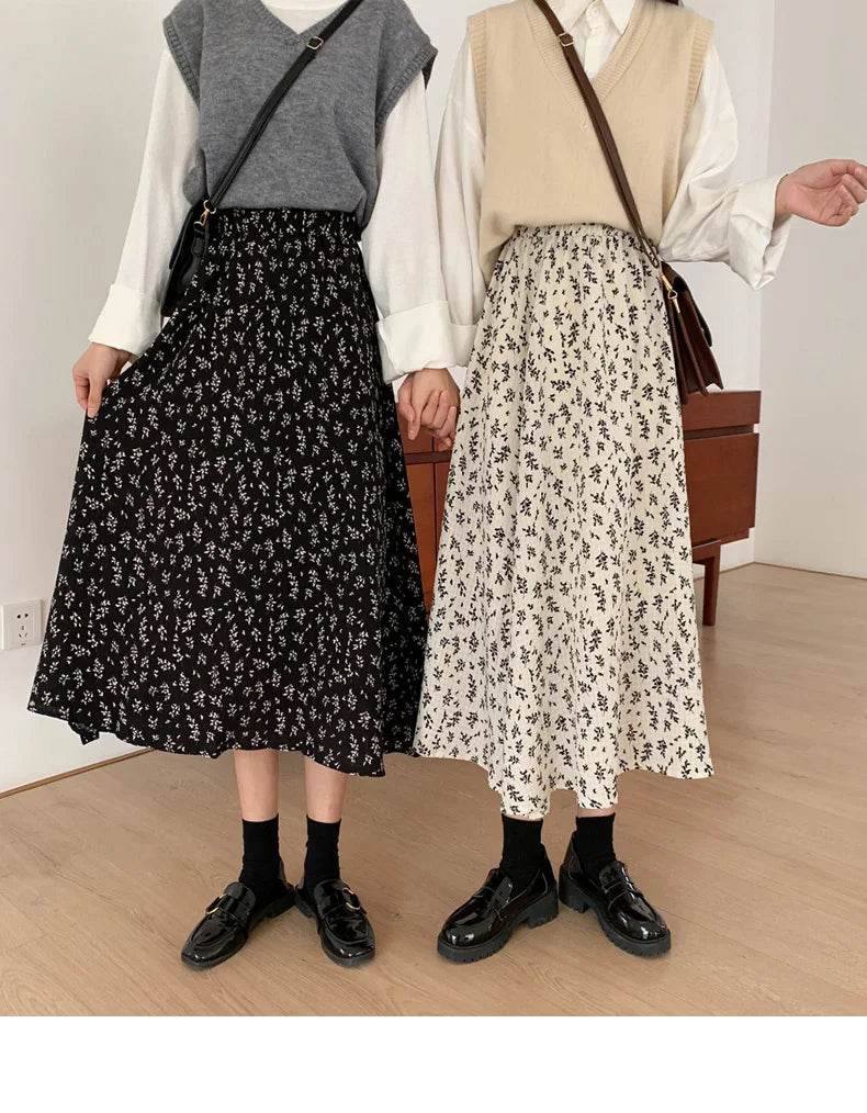 Women's Vintage Floral Midi Skirt - P12 Hub Europe