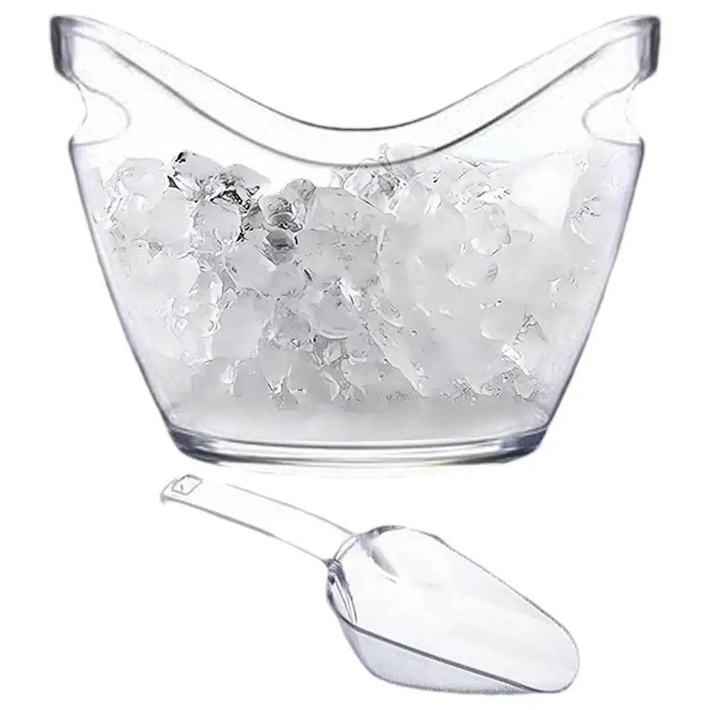 Clear Ice Bucket Beverage Tub with 2 Scoops Handle Cooling Large Ice Bucket for Wine Champagne Bar Supplies for Family reunion - P12 Hub Europe