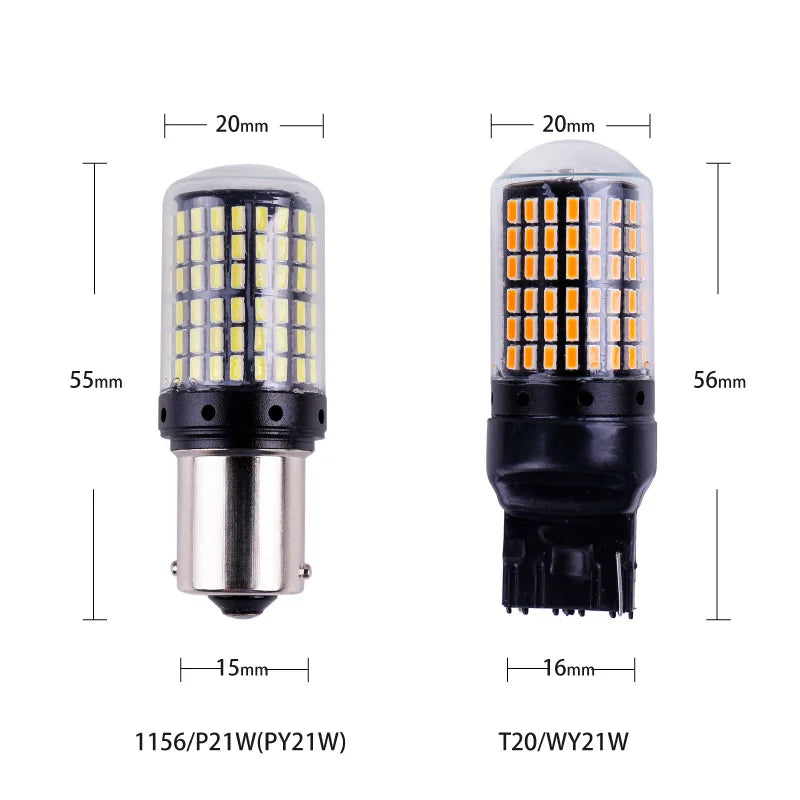 T20 LED Turn Signal Bulbs CanBus 1156 BA15S P21W 1157 BAY15D P21/5W 7440 7443 W21/5W 3156 3157 3014/144SMD Car Rear Brake Light