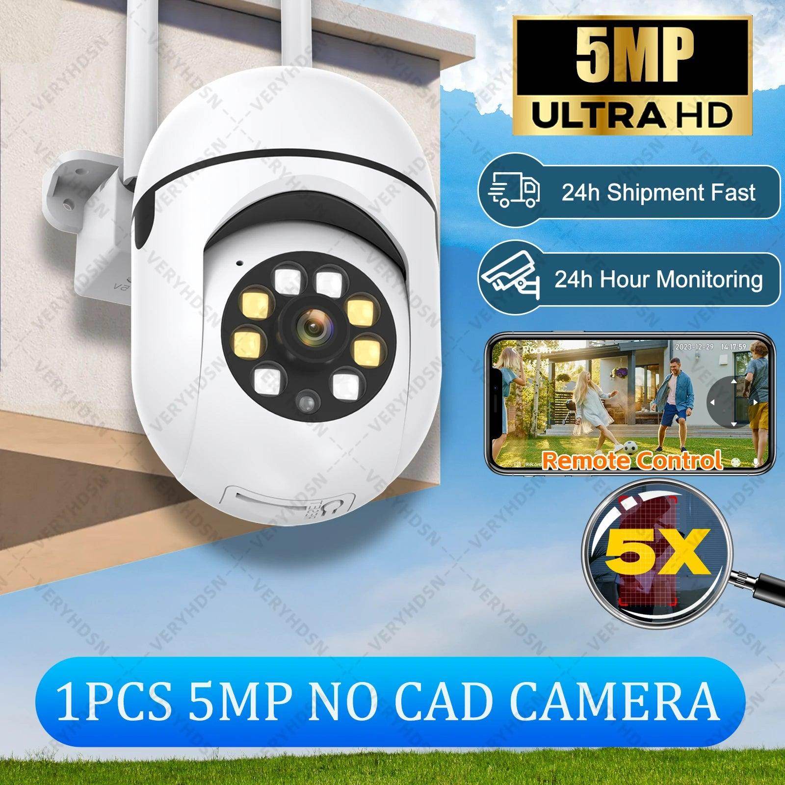 Outdoor Camera 5MP PTZ WiFi 4X Zoom, AI Track, 2-Way Audi - P12 Hub Europe