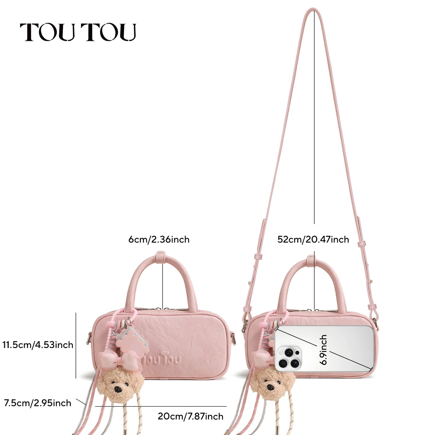 TOUTOU Boston Bowling Bag Imitation Plant Tanning Autumn Single Shoulder Handheld Crossbody Mini Purse for Women Christmas Gift
