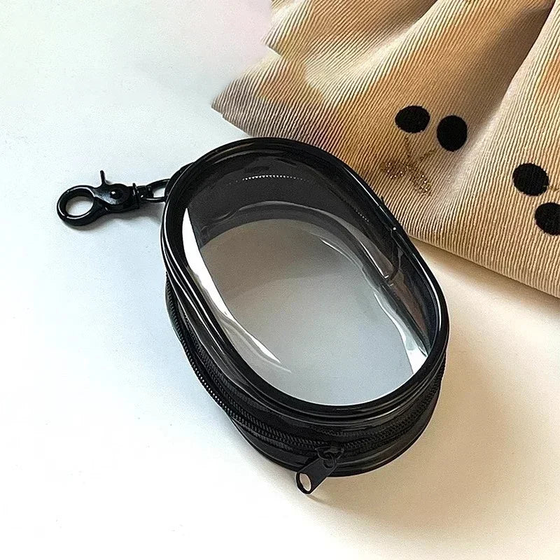 Portable Mini Clear Zipper Storage Bag Keychain Cartoon Doll Children Toy Mystery Box Organizer for Earphones Chargers Gift Bag