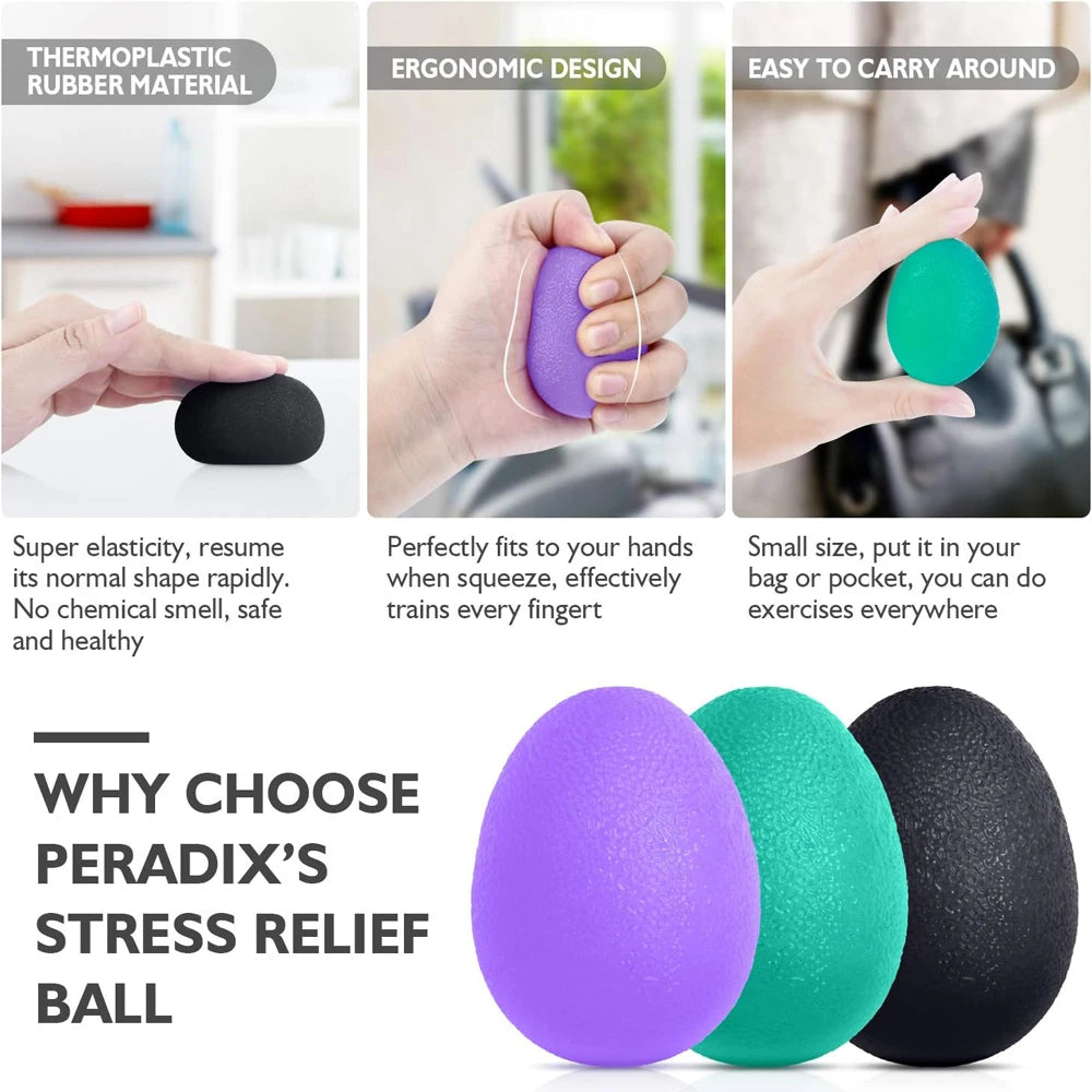 Silicone Hand Grip Ball Egg Gym Fitness Finger Heavy Exerciser Strength Muscle Recovery Gripper Trainer Stress Reliever Squeezer