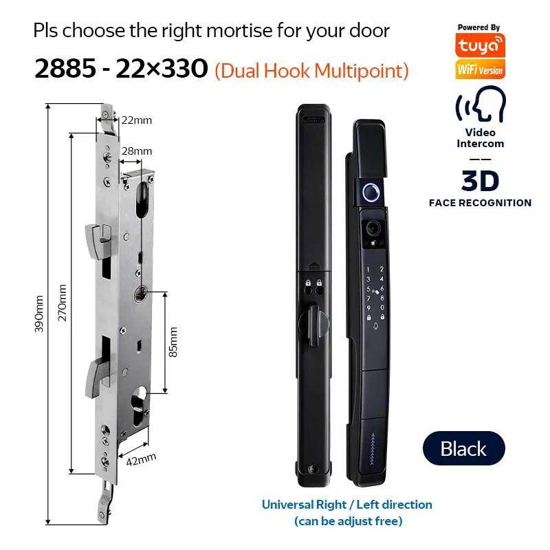 3D Face Lock | Tuya WiFi, Video, IP66, Fingerprint, Sliding Door - P12 Hub Europe