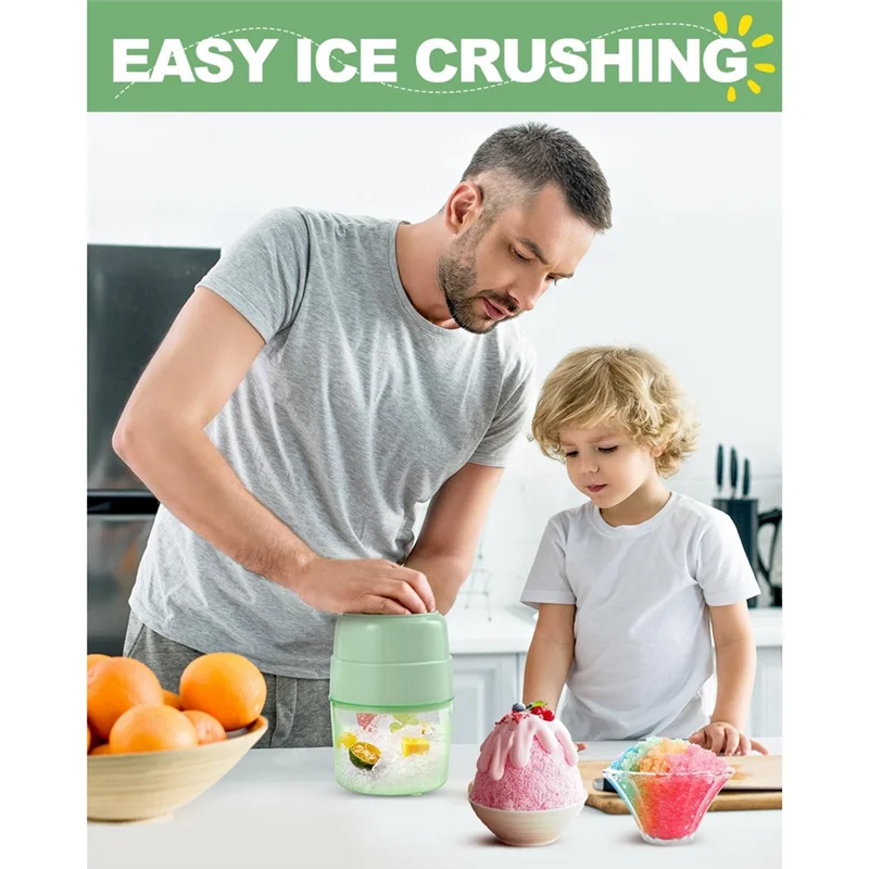 A74U Snow Cone Machine Shaved Ice Machine Manual Ice Shaver Machine Double Stainless Steel Blade Ice Crusher