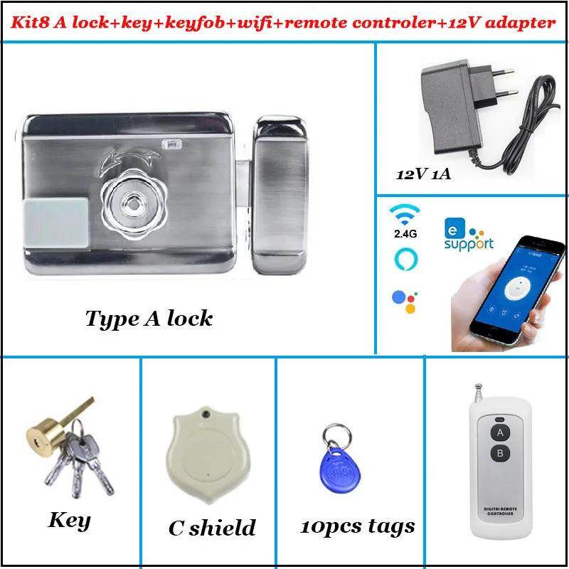 WiFi Electric Door Lock 12V RFID, Remote, Auto-Lock, Gate Opener - P12 Hub Europe