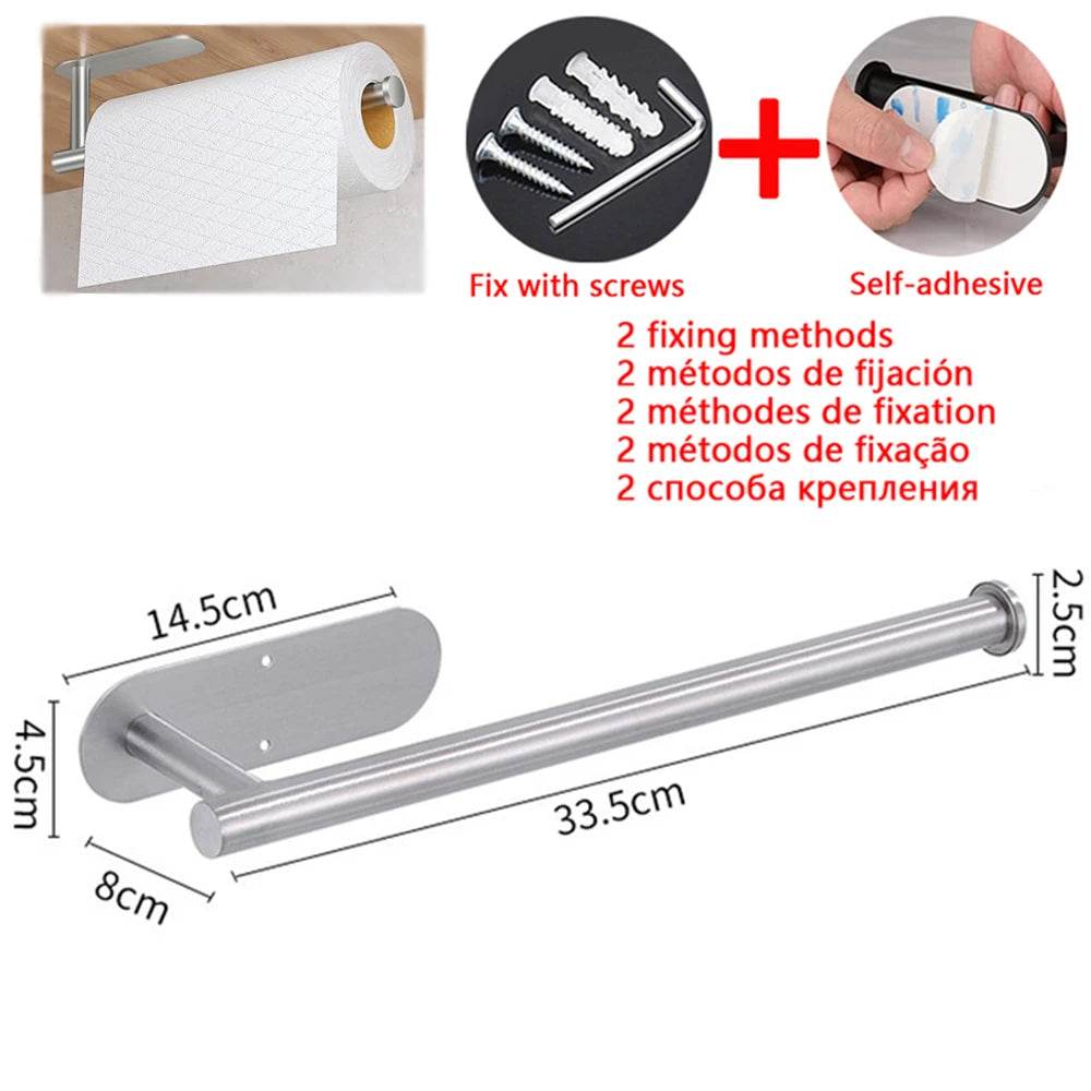 Adhesive Toilet Paper Holder Kitchen Roll Towel Rack Napkin Dispenser Absorbent Stand Tissue Hanger Bathroom Accessories - P12 Hub Europe