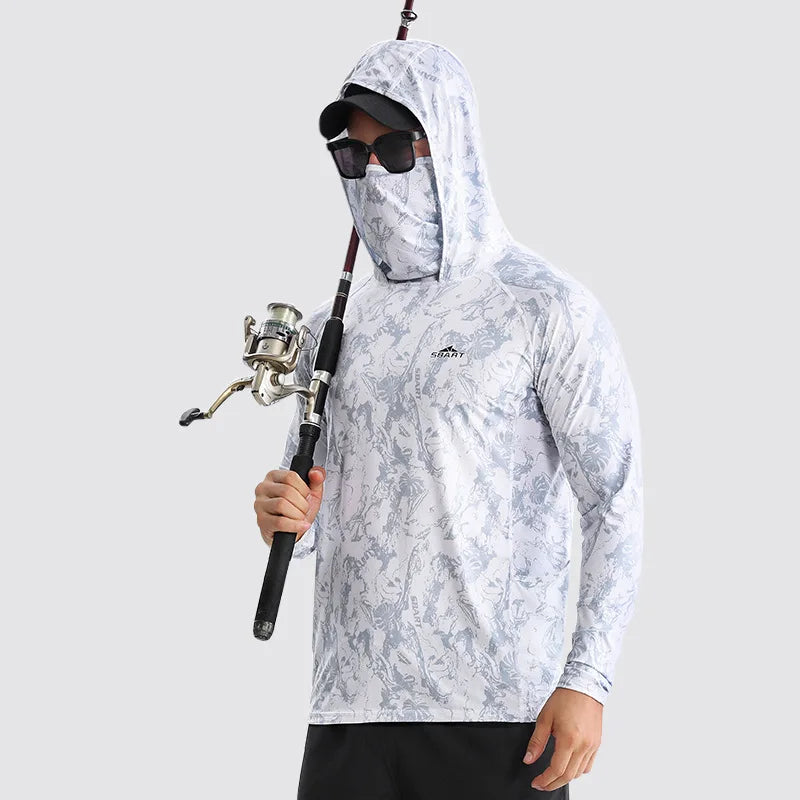 Outdoor Fishing Sunscreen Clothes Ice Feel Hooded Sunscreen Clothes UV Resistant Quick Drying Loose Coat Fishing Clothes
