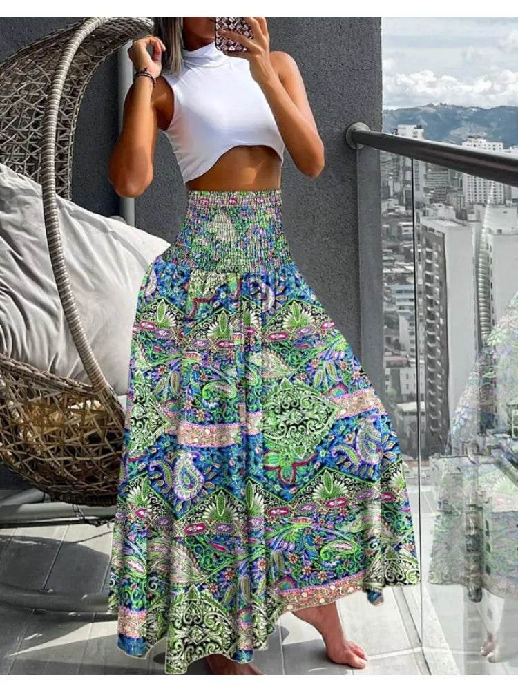 Women's Boho Floral Knee Skirt - P12 Hub Europe