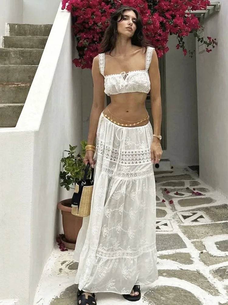 White Lace Beach Skirt Set - P12 Hub Europe