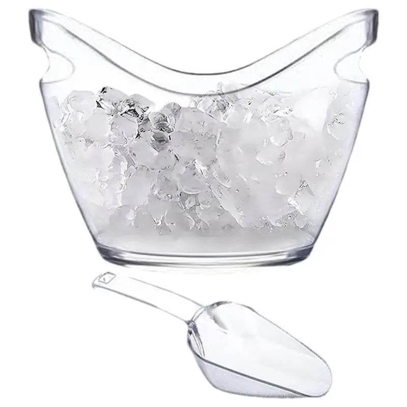 Clear Ice Bucket Beverage Tub with 2 Scoops Handle Cooling Large Ice Bucket for Wine Champagne Bar Supplies for Family reunion - P12 Hub Europe
