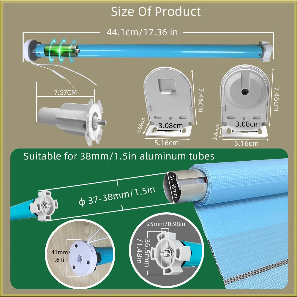 LifeLibero Tuya WiFi ZigBee Battery Smart Curtains Roller Blinds Shade Tube Motor For37 38mm Remote Control Support Alexa Google