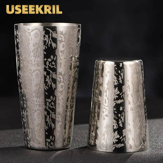 Bar Cocktail Shaker Boston Shaker Stainless Steel Engraving Shaker Bar Accessory Bartender Tools For Home And Bar - P12 Hub Europe