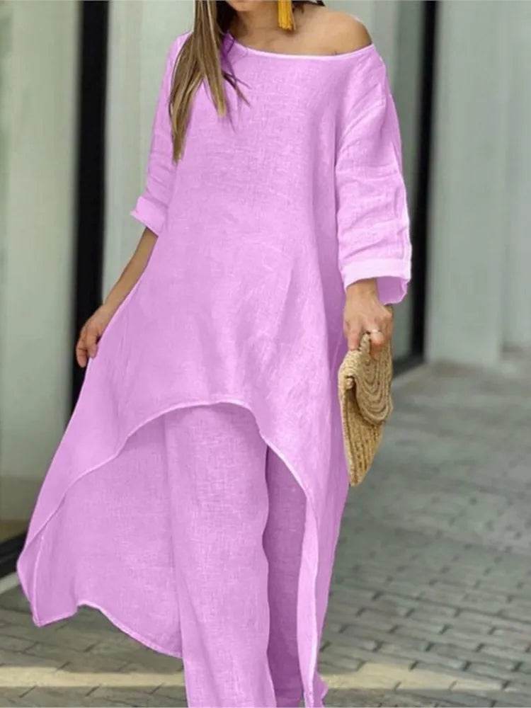 Cotton Linen Irregular Pants Set - P12 Hub Europe
