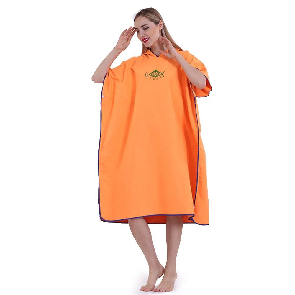 Changing Robe with Hood Microfiber Towel Poncho with Zipper Short Sleeve Surf Poncho Quick Dry Oversized Changing Towel Robe New - P12 Hub Europe