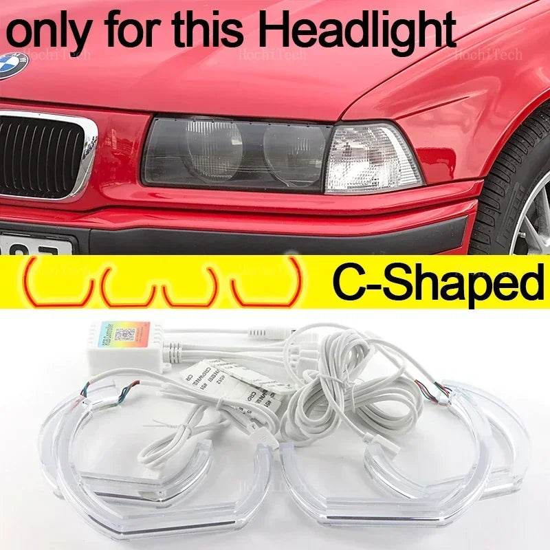 RGB Multi-colored App control LED Headlight Angel Eyes Ring Lamp for BMW 3 series E36 1990-2000 316i 318i 320i 323i 325i 328i