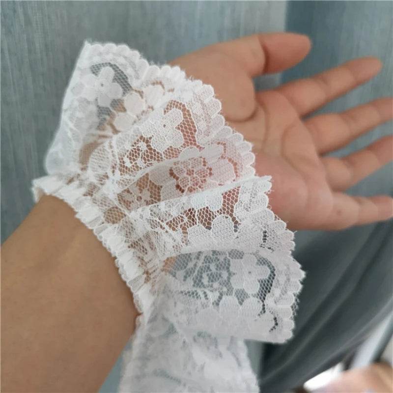 5.5CM Wide HOT Embroidery White Black 3D Flower Lace FabricTrim Ribbon DIY Sewing Applique Collar Dress Wedding Guipure Decor - P12 Hub Europe